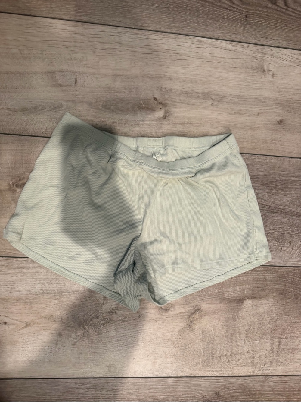 SKIMS Ribbed Light Mint Athletic Lounge Shorts